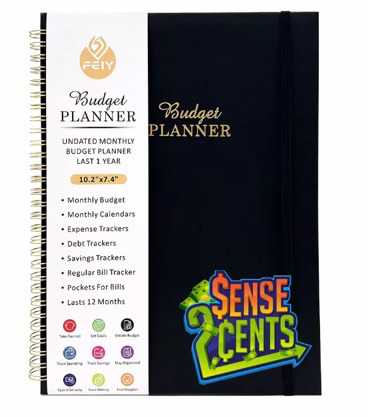 Sense 2 Cents® Budget Planner – Undated 12-Month Financial Organizer